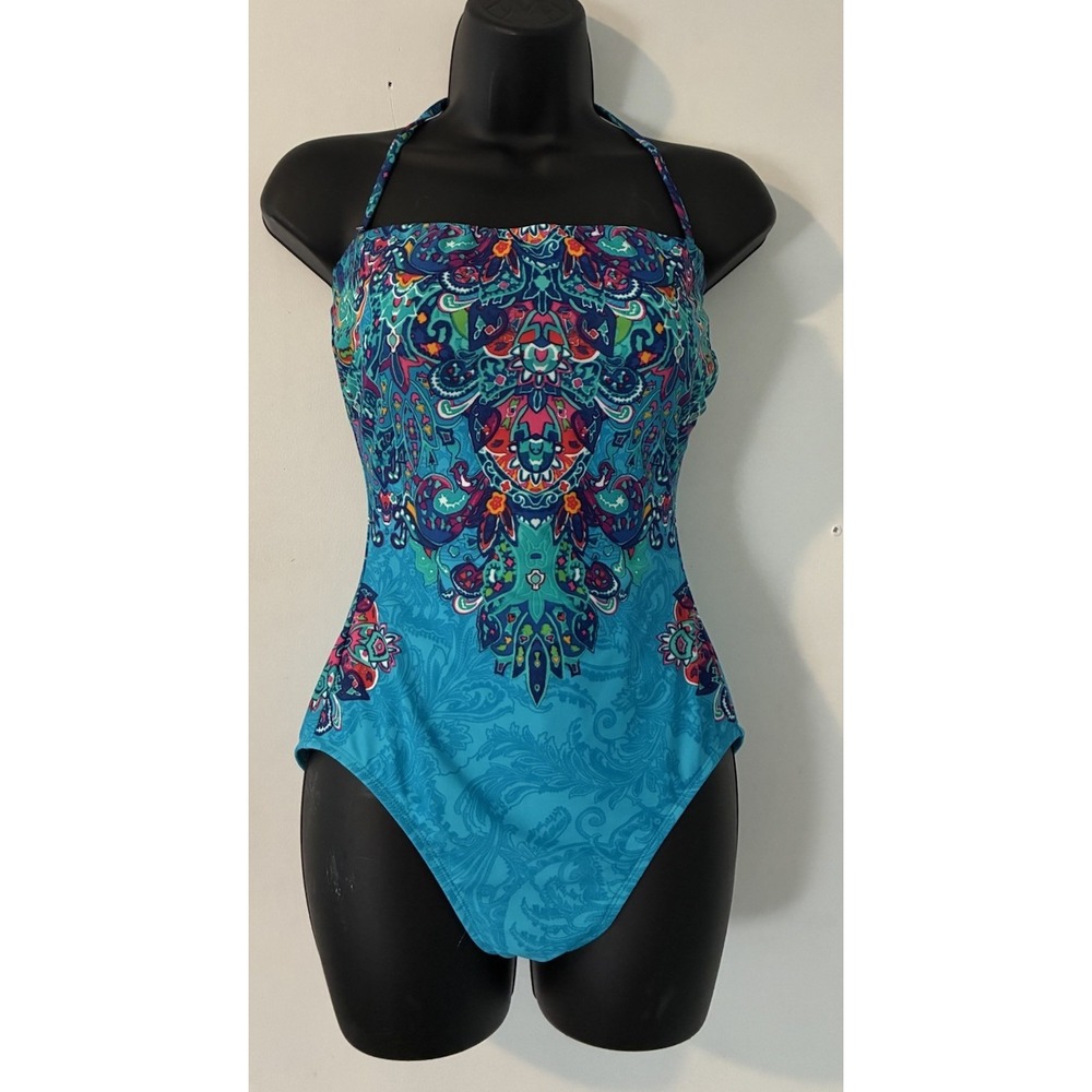 Lauren Ralph Lauren Blue Paisley One Piece Swimsuit Size 6 Sample Style 2014